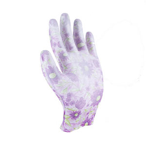 Guantes DE TRABAJO antideslizantes antiestáticos Flor Rosa Impreso PU Recubierto EN388 Certificado Poliéster Algodón Jardinería Trabajo de seguridad - Product Image 3