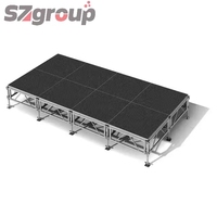 Scène modulaire portable en alliage d'aluminium à 4 pieds réglables, durable, facile à assembler, certifiée CE, haute capacité de charge, pour mariages et fêtes