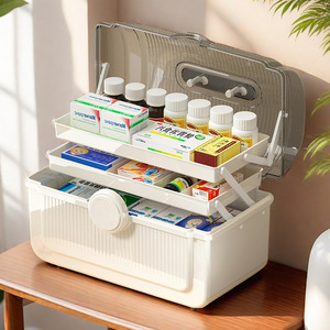 Home-use portable multi-layer medical kit, <b>large</b> capacity transparent medicine storage <b>box</b>. - Product Image 3