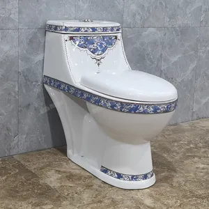 Chaozhou Toilet Decal Langsung Pabrik Desain Timur Tengah Warna Biru Mencuci Toilet Satu Bagian untuk Dijual