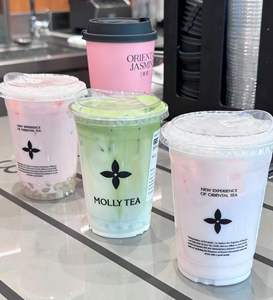 แก้วพลาสติกใส่น้ำแข็งกาแฟเย็นแบบใช้แล้วทิ้ง พิมพ์โลโก้ได้ตามต้องการ MOQ ต่ำ พร้อมฝาและหลอด - Product Image 1