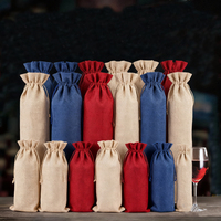 Emballage de vin de Noël personnalisé fourre-tout sac de transport en verre sac à cordon en lin de jute sac à cordon en jute uni pour l'emballage du vin