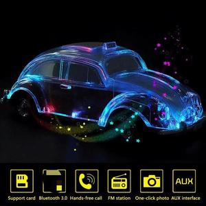 Haut-parleur sans fil en forme de scarabée transparent lumineux avec lumière LED colorée, radio FM et lecteur de carte TF pour ordinateur de bureau - Vente en gros - Product Image 5