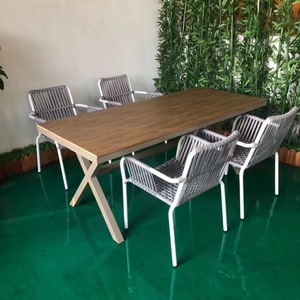 Juegos de Mesas y Sillas Extensibles de Metal para Exteriores, para Patio, Jardín, Balcón, Villa - Mesas de Comedor de Gran Tamaño con Estructura Metálica - Product Image 4