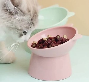 Gamelle pour chat en plastique écologique avec col incliné pour la protection, design anti-déversement, support surélevé, étanche pour usage intérieur - Product Image 1