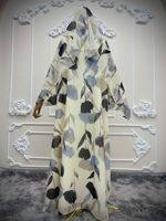 Abaya ample à devant ouvert avec hijab assorti, robe maxi à imprimé floral/bohème, couvre-robe, robe de prière luxueuse pour femmes musulmanes