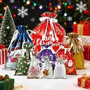 2026 New Design <b>Christmas</b> <b>Gift</b> Drawstring Pouches Bulk Xmas Candy Packaging Sacks Holiday Party Favors Small <b>Bags</b> Set - Product Image 4