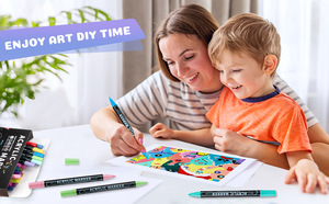 60 màu sắc tip kép nước dựa trên acid-miễn phí trẻ em người lớn sơn đầy màu sắc Acrylic sơn Bút Đánh Dấu thiết lập với Dot & Fine Tip - Product Image 6