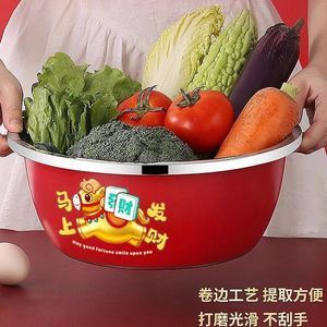 Bac en acier inoxydable multi-usage 304 de qualité alimentaire, grande taille, pour laver les légumes, pétrir la pâte, mélanger, cuisiner - Product Image 4