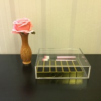 Boîte de rangement en acrylique transparente personnalisée avec couvercle, organisateur de bureau multi-compartiments, boîte de présentation pour sachets de thé, cosmétiques