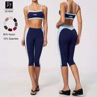 Nouvel ensemble de yoga 2 pièces pour femme : soutien-gorge de sport dos nu à col halter personnalisé et pantalon capri taille haute à jambes larges, effet push-up, séchage rapide