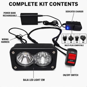 ไฟ <span class=keywords><strong>LED</strong></span> ไร้สาย 12W แบบชาร์จไฟได้ IP67 กันน้ำ สำหรับมอเตอร์ไซค์ ATV รถวิบาก ขับขี่กลางคืนแบบออฟโรด ไม่ต้องเดินสายไฟ - Product Image 2