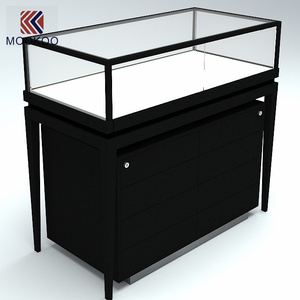 Gabinete de exhibición con iluminación LED de cristal dorado personalizable, tienda elegante y escaparate de joyería, soporte de mostrador - Product Image 5