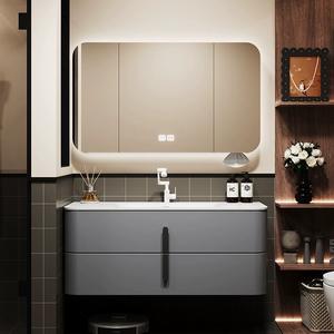 <span class=keywords><strong>Meuble</strong></span> de salle de bain en PVC durable, directement de l'usine, avec miroir LED et deux tiroirs, idéal pour les appartements - Product Image 1