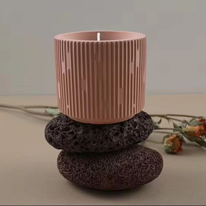 Molde de silicona para velas con rayas redondas Early Riser, portavelas, maceta de cemento y yeso, tarro para velas, molduras decorativas para el hogar - Product Image 1