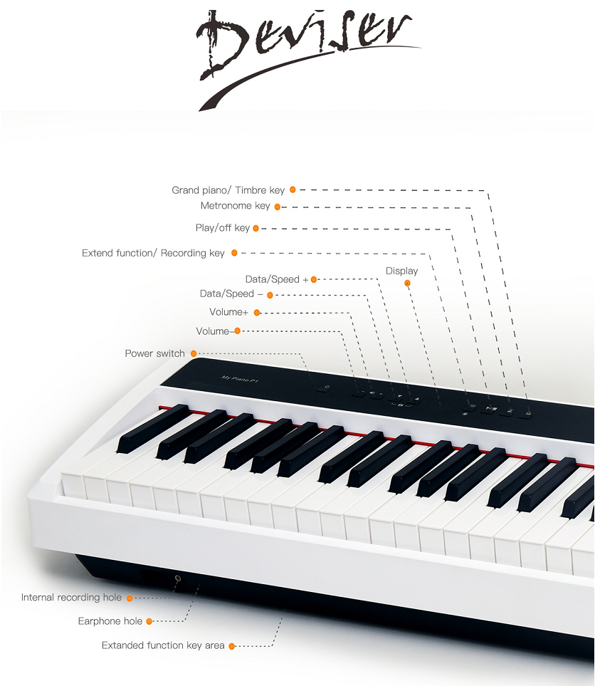 Professional Electronic Piano Keyboard 88 Keys Portable Piano For Studio