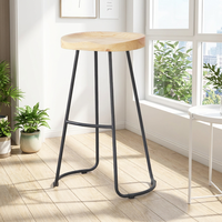 Tabouret de bar moderne en métal et bois, avec structure et pieds en fer, chaise haute sans dossier pour bar à domicile ou usage commercial – Prix usine