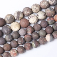Perles semi-finies en agate fleurie naturelle mate 6-10mm, vente en gros, pour bracelets faits main DIY, nouveauté 2026