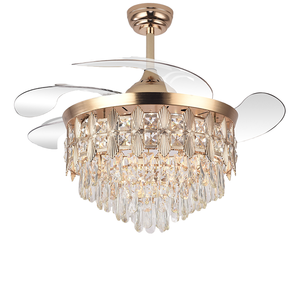 Gold Crystal Invisible Blade LED <b>Ceiling</b> Fan <b>Ceiling</b> <b>Light</b> 48 Inch Modern Remote Control 6 Speed Dimmable for Home <b>Office</b> - Product Image 3