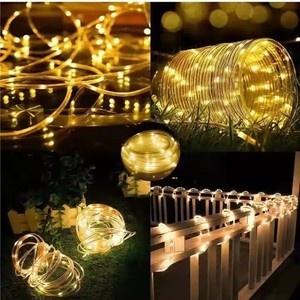Gran oferta, luces LED de tubo de cuerda <span class=keywords><strong>con</strong></span> energía <span class=keywords><strong>Solar</strong></span>, tira de luces impermeables para exteriores, guirnalda de jardín para decoración de patio de Navidad - Product Image 6