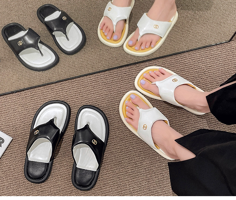 Girls Non-slip Sandals Fashion Beach Leather with Flat Slippers Women Filp-flops Slippers