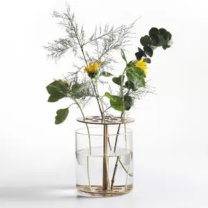 Vase à fleurs avec cylindre en verre transparent, nouveau design moderne