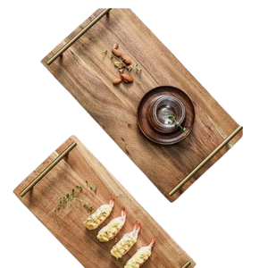 <b>Set</b> of Two Rectangular Shape Real Wood Candy Plate Ramadan Eid Elegant Chocolate Cake Food Platter <b>Serving</b> Tray - Product Image 3