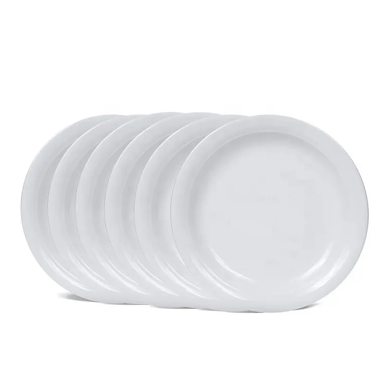 卸売カスタム食器壊れない白い丸い皿セット100% メラミンディープスーププレート