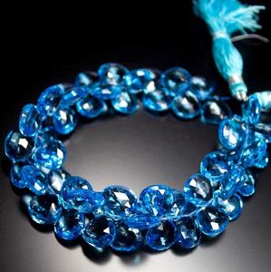 Topacio azul de alta calidad AAAHigh para cuentas de piedras preciosas Briolette sueltas en forma de pera facetadas suizas, fabricación de joyas de piedra Natural al por mayor - Product Image 3