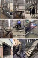 Escalier moderne personnalisé en tube carré avec surface antidérapante, garde-corps en verre et main courante en fer pour usage résidentiel intérieur