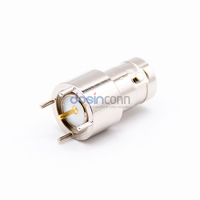 Connecteur BNC femelle droit à montage traversant 50 ohms en nickel-cuivre et acier inoxydable pour RF