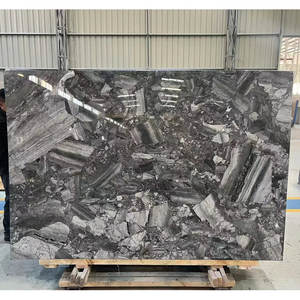 Comptoir de magasin au design simple, comptoir en marbre gris Breccia argenté, <span class=keywords><strong>prix</strong></span> au mètre carré, grande dalle de marbre - Product Image 1