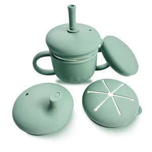 Gobelet d'apprentissage en silicone pour bébé 250 ml avec paille et couvercle pour enfants de 6 mois et plus - Product Image 3