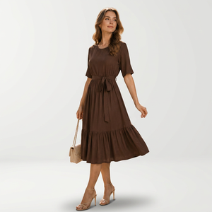Vestido Midi Estampado Floral para Mujer, Verano, Ecológico, Casual, Elegante, para Fiesta, Rayón, Corte Holgado - Product Image 1