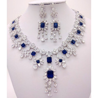 Parures de bijoux de mariage de luxe en diamant, style ethnique, avec collier et boucles d'oreilles en zircon jaune, bleu, vert, rouge, blanc, pour les fêtes