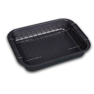 Non Stick Rectangular Deep Turkey Roaster Carbon Steel Roasting <strong>Pan</strong> With Rack - Product Image 2