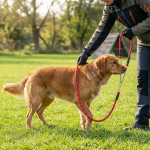 Heavy Duty Reflective Nylon Slip Lead <b>Dog</b> <b>Leash</b> Integrated P-Chain Training with Reflective Thread 1.5M/2.6M Extended - Product Image 5