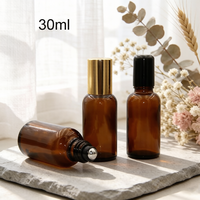 Flacons à bille en verre ambré anti-UV en gros, 5 ml-100 ml, rechargeables, pour huiles essentielles, étanches avec bouchon à vis