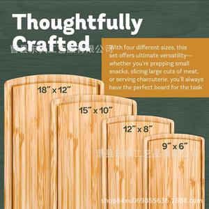 Bamboo Cutting Boards <b>Set</b> Of 4 Rectangle Thickened Kitchen Chopping Blocks For Vegetable Fruit - Product Image 5