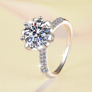 هدايا زفاف، خاتم خطوبة من الموسانيت المختبري على شكل زهرة <span class=keywords><strong>2</strong></span>.0 قيراط و1 قيراط، مطلي بالذهب الأبيض عيار 925، خاتم وعد فاخر - Product Image 5