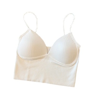 เสื้อกล้ามถักทรงครอปแบบคอร์เซ็ท สายเดี่ยว พร้อมบราในตัว แฟชั่นเสื้อกล้ามผู้หญิง - Product Image 1