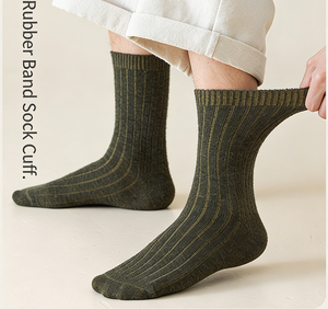 Chaussettes <span class=keywords><strong>mi</strong></span>-mollet en laine mélangée personnalisées, motif côtelé épais pour hommes et femmes, décontractées, absorbant la transpiration, hiver - Product Image 3
