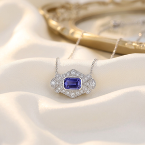 Hong Kong Supplier Wholesale Export Natural Diamonds & Sapphire <b>Necklace</b> Jewelry Handmade 18K Solid White Gold Pendant <b>Necklace</b> - Product Image 6