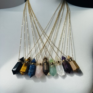 Collar con colgante de cristal de amatista y cuarzo rosa para <span class=keywords><strong>mujer</strong></span>, botella de aceite esencial, venta al por mayor - Product Image 3