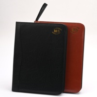 Portafolio de Cuero A4 Promocional para Negocios, con Cierre, Logotipo Personalizado, Organizador Duradero, Bloc de Notas, Calculadora, Corporativo