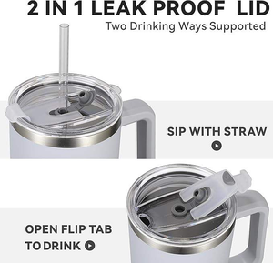 Wholesale Custom 40oz Double Wall Customized Stainless Steel Travel Tumbler with Handle and <b>Straw</b> - Product Image 3