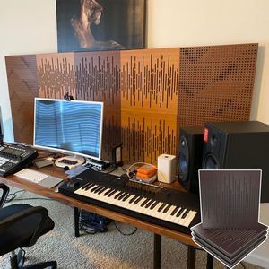 Panneau acoustique moderne en bois épais perforé ignifuge et écologique pour salon, salle de sport, hôtel, école, modèle 3D - Product Image 1