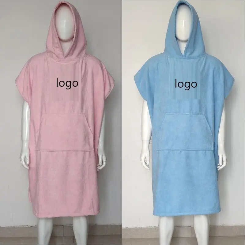 Trung Quốc Nhà Sản Xuất Tùy Chỉnh Mềm Tấm Khăn Vải Màu Xanh Thay Đổi Poncho Robe Khăn Surf Bơi Bãi Biển Thể Thao