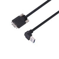 5Gbps usb 3.0 type A à 90 degrés à angle droit micro B panneau de montage mâle avec verrouillage transfert de données câble micro B usb 3.0