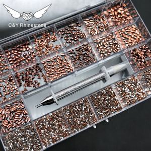CY vente en gros, boîte de 21 <span class=keywords><strong>treillis</strong></span> en verre à dos plat en cristal strass ongles à dos plat bricolage - Product Image 4